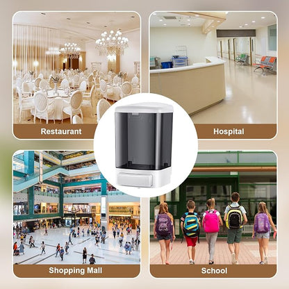 Hushee 6 Pcs Plastic Wall Mounted Soap Dispenser Commercial Manual Soap Dispenser Containers for Kitchen Shower Hotel(Black,33.8 oz 1000 ml)