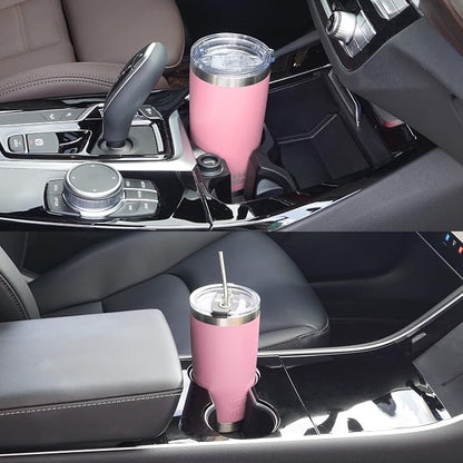 WETOWETO 20oz Tumbler with 2 lids and 2 straws, Stainless Steel Vacuum Insulated Water Coffee Tumbler Cup, Double Wall Powder Coated Spill-Proof Travel Mug Thermal Cup (Ice Pink, 1 Pack)