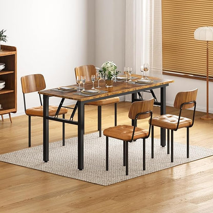 DlandHome Computer Desk, 59.8Inch Office Desk Computer Table, Study Writing Study Desk for Home Office, Retro + Black Leg