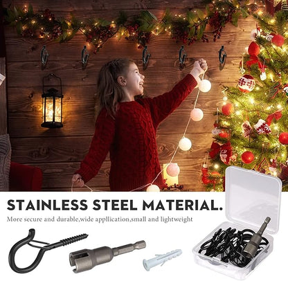 Q-Hanger Hooks Outdoor String Lights - 50 Pack Hanger Hooks, Outdoor Wire and New Year Party, Fairy Lights Plants Wind Chimes Decoration Hanging Safety Buckle Design