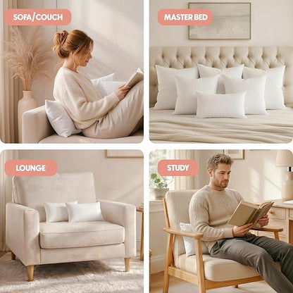 Utopia Bedding 12x20 Pillow Inserts, Set of 2, White – Indoor Decorative Throw Pillows for Bed, Sofa & Couch – Soft, Supportive & Fluffy Cushion Inserts