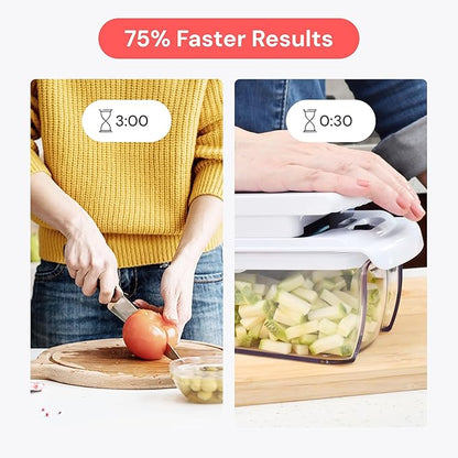 Fullstar All in One Vegetable Chopper and Mandoline Slicer - Food Chopper with Container and Julienne Slicer, Fruit Slicer, Veggie Cutter, Kitchen Gadgets & Gift for Mom (8 in 1, White)