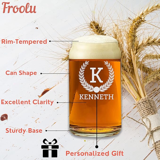 Personalized Gifts for Men - Engraved Beer Glasses - Custom Etched Pint Glass Gifts for Guys, Women - Great for Husband, Couples, Dad - Valentine's, Housewarming