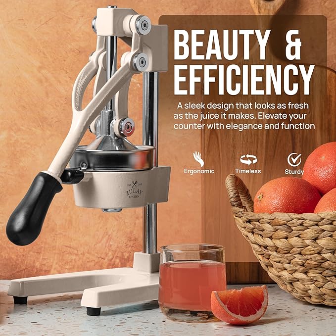 Zulay Kitchen Cast Iron Juicer - Heavy Duty Manual Juicer with Detachable Strainers for Easy Cleaning, Orange Juice Press for Citrus Fruits, Perfect for Bartenders, Juice Lovers & Health Enthusiasts