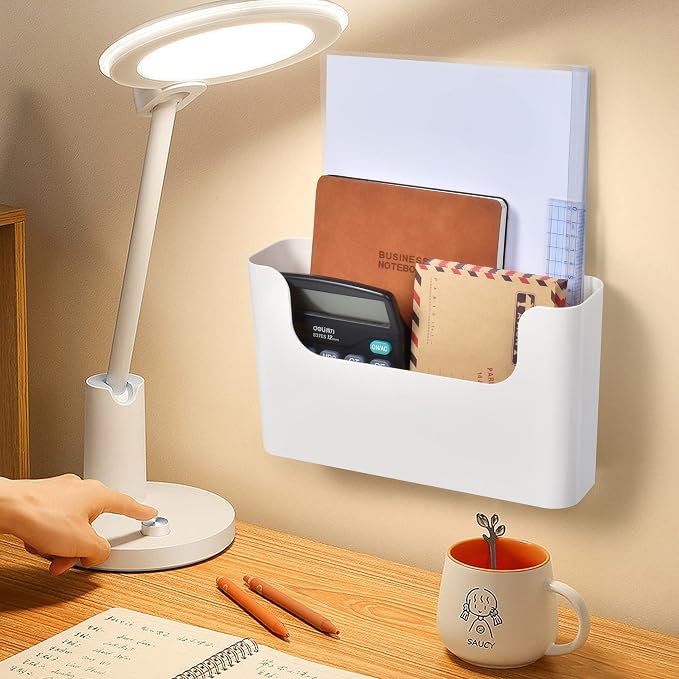 Jomola No Drilling Wall Mount File Holder - Mail Organizer with Adhesive Pad, Off-White (1 Count)