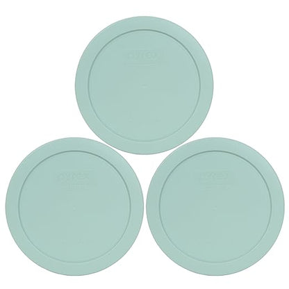 Pyrex 7201-PC 4 Cup Muddy Aqua Food Storage Replacement Lids (3-Pack) - Made in USA