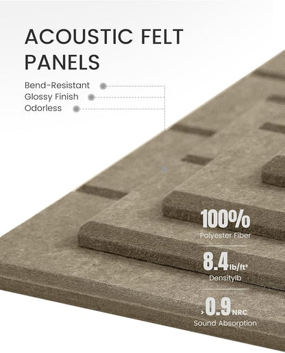 Fluxynara Felt Bulletin Board Tiles -28"x18" with 40 Adhesive Tabs, Cork Board Alternative for Office Decor, Push Pin Board Wall Organizer 6-Pack (Earth Brown)