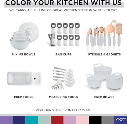 COOK WITH COLOR Prep Bowls with Lids- Wide and Deep Nesting Plastic Small Mixing Bowl Set with Lids, 8 Piece Set - Deep Bowls, Speckled White