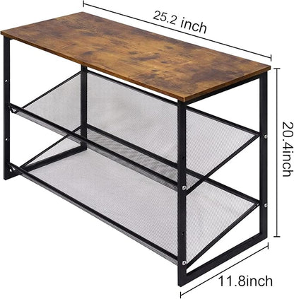 Garden 4 you 3-Tier Tilting Adjustable Freestanding Shoe Rack 6-Pairs 25.2 in Length for Durability and Stability for Entryways, Hallways, Closets, Dormitory Rooms, and Industries，Brown