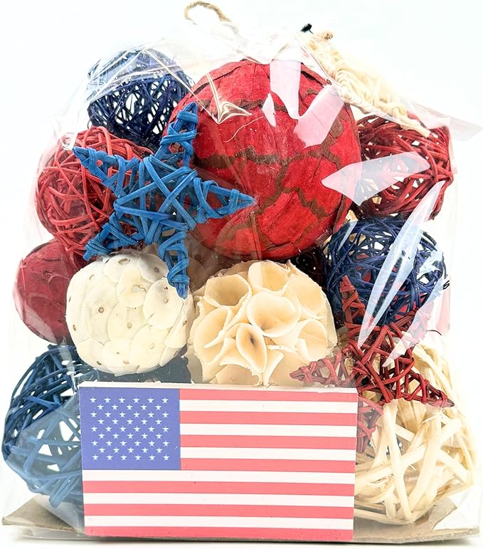 ANDALUCA American Flag Decorative 4th of July Vase Filler Bag with Orbs, Decorative Balls (Red, White & Blue)