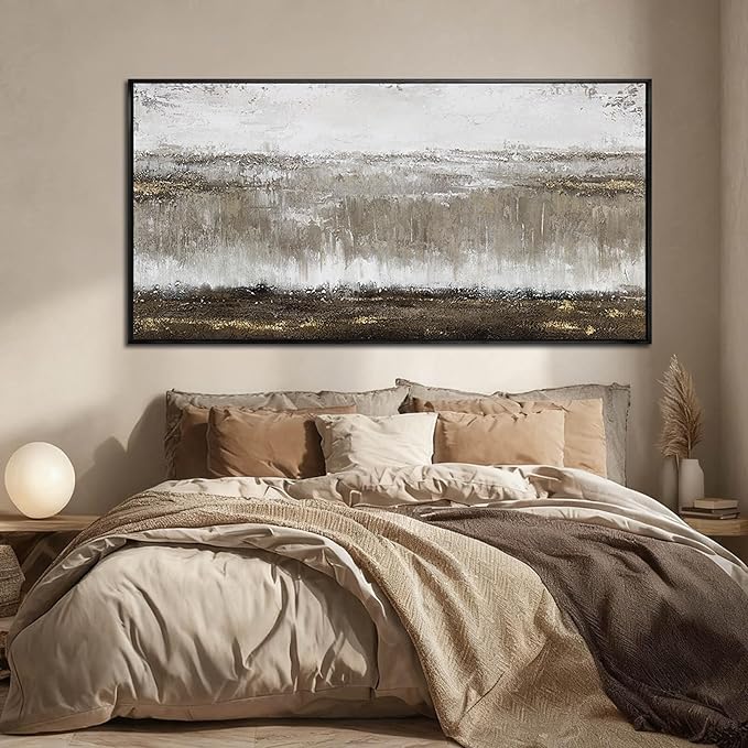 Artexist Neutral Wood Wall Decor Abstract Wall Art Contemporary Canvas Prints 29"x58" Large Posters for Living Room Kitchen Pictures