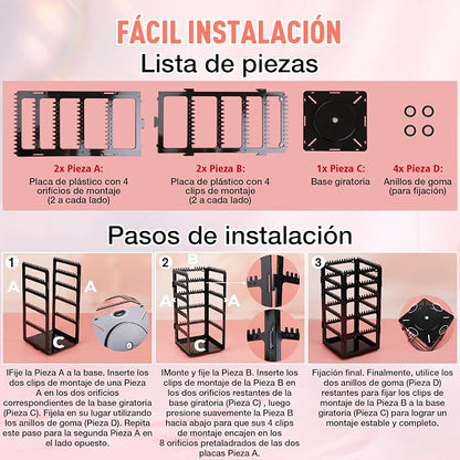 17Dec 360 Rotating Earring Holder Organizer Stand,5 Tiers Acrylic Jewelry Organizers and Storage,Stud Earring Organizers and Storage,212 Holes and 212 Grooves for Earrings Necklaces chain bracelet