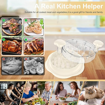 Chicken Shredder Tool Twist Large Chicken Breast Shredder with Brush&Fork, Visible Meat Shredder Machine, Strong Anti-Slip Strip, Ergonomic Handle, BPA Free, Suitable for Pork Beef Chicken (White)