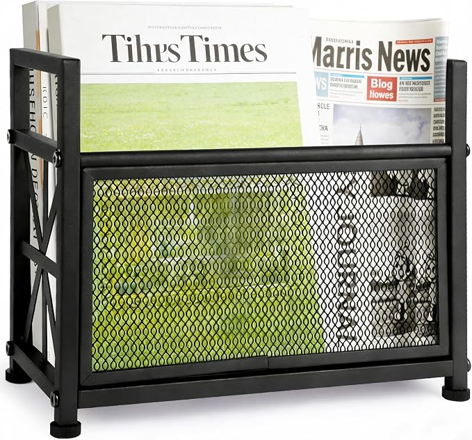 Black Magazine Holder, Magazine File Holder, Magazine Rack Floor Magazine Basket, Magazine Stand for Letters, Magazines, Books, Newspapers, Folder Organizer Bin for Books