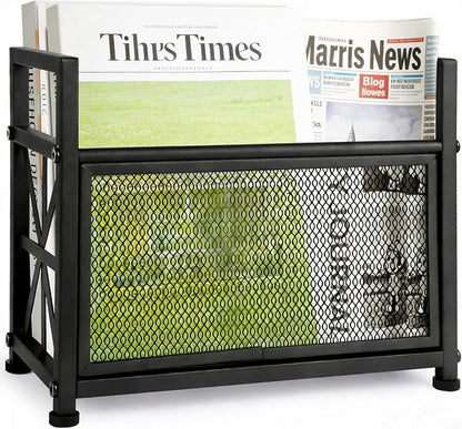 Black Magazine Holder, Magazine File Holder, Magazine Rack Floor Magazine Basket, Magazine Stand for Letters, Magazines, Books, Newspapers, Folder Organizer Bin for Books