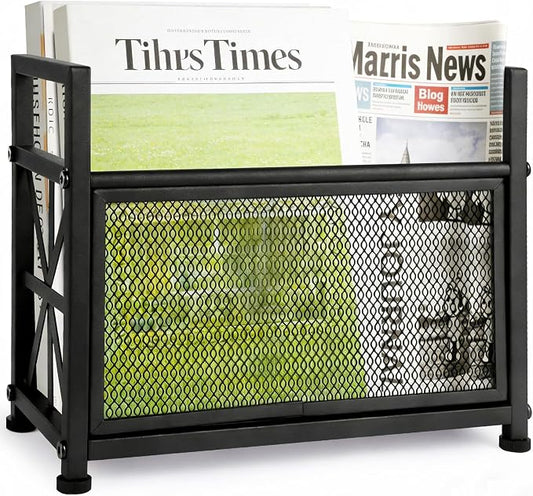Black Magazine Holder, Magazine File Holder, Magazine Rack Floor Magazine Basket, Magazine Stand for Letters, Magazines, Books, Newspapers, Folder Organizer Bin for Books