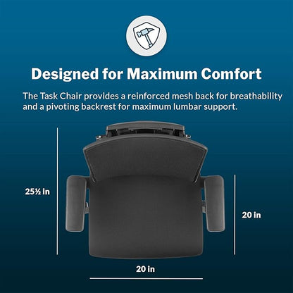 Vari Task Chair- Varidesk Comfortable Ergonomic Office Chair with Mesh, Armrests and Rolling Casters - Easy Assembly, 300lb Capacity - Lumbar and Back Support - Home Office Chair- Black