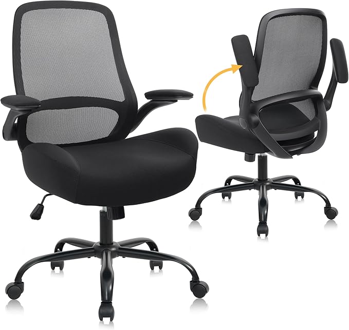 HYLONE Office Chair, Heavy Duty Ergonomic Desk Chair with Adjustable Armrests, 5" Thickened Seat Home Office Computer Chairs for Long Hours Mesh Executive Chair(Black)