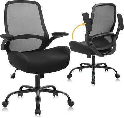 HYLONE Office Chair, Heavy Duty Ergonomic Desk Chair with Adjustable Armrests, 5" Thickened Seat Home Office Computer Chairs for Long Hours Mesh Executive Chair(Black)