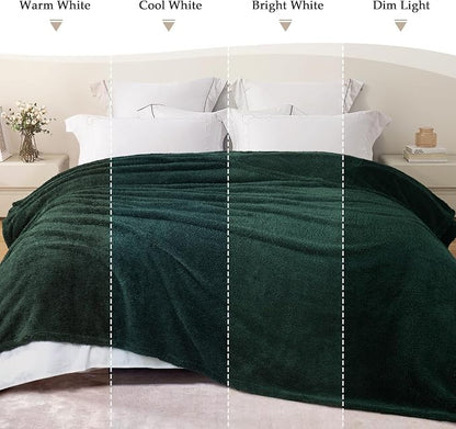 Exclusivo Mezcla Fleece King Size Bed Blanket, Ultra Soft, Lightweight and Fuzzy Forest Green Blanket for Women, Home Decor, 90x104 Inches