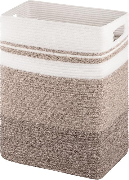 OIAHOMY Rectangle Laundry Basket, Large Laundry Hamper with Handles, Cotton Blanket Basket for Living room, Woven Decorative Storage Basket for Clothes,Pillows-16x13x22in-Gradient Yellow