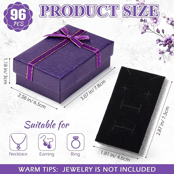Ecally Small Cardboard Jewelry Gift Boxes 2 x 3.1 x 1.1 Inches Earring Boxes for Jewelry Gift Rings Earring Necklaces