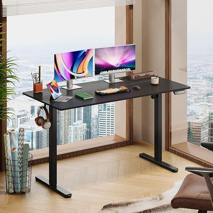 DEVAISE 55 x 28 Inches Electric Standing Desk, Adjustable Height Stand up Desk, 28 Inches Deeper Desktop Sit to Stand Desk with 3 Memory Preset, Adjustable Computer Desk for Home Office (Black)