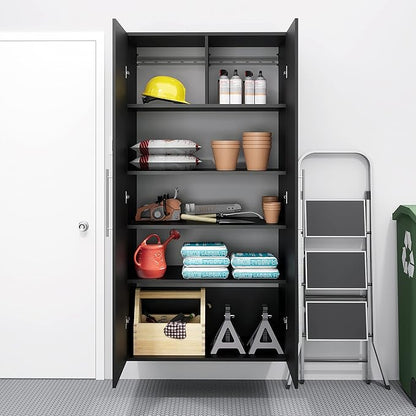 Prepac HangUps Large Storage Cabinet - Immaculate Black 36" Cabinet with Storage Shelves and Doors; Ideal for Bin and General Storage Solutions