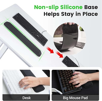 MEKASS Ergonomic Wrist Rest for Keyboard and Mouse, Soft Memory Foam Keyboard Wrist Rest Set with Non-Slip Silicone Base, Easy Typing, Pain Relief, Comfort for Office, Work, Gaming (Purple)