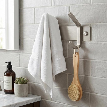 Small Coat Rack Wall Mount – Brushed Nickel 6 Inch Stainless Steel Hook Rail with 2 Heavy Duty Double Coat Hooks – Wall Mounted Coat Hanger for Entryway, Bathroom, Bedroom, Towel, Hat Organizer