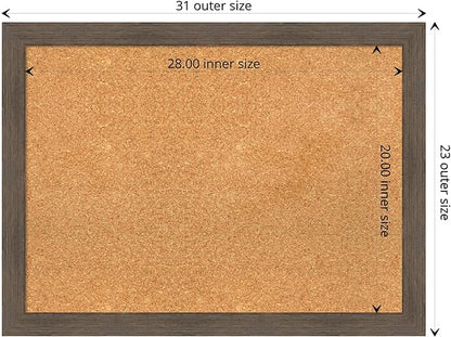 Amanti Art Natural Cork Board for Wall, 23x31 Vision Board with Brown Wood Frame, Medium Corkboard Office Decor for Home Organization, Rustic Farmhouse Corkboard Pinboard to display items for home