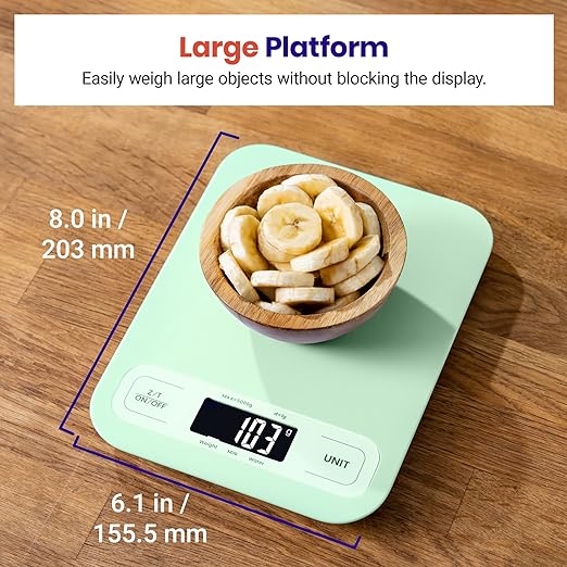 Etekcity Food Kitchen Scale, Digital Grams and Ounces for Weight Loss, Baking, Cooking, Keto and Meal Prep, Large, Green