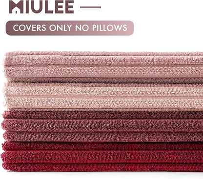 MIULEE Boho Farmhouse Throw Pillow Covers 20x20 Inch Set of 4 Romantic Decorative Cushion Covers Spring Corduroy Home Decor for Feminine Valentines Couch Bed Sofa Living Room Aesthetic Pink