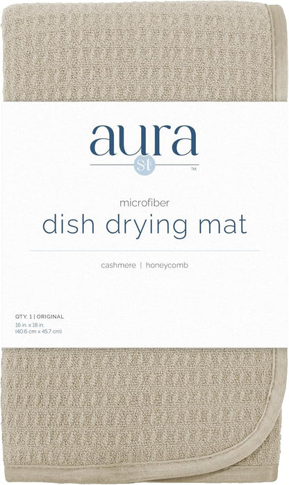 S&T INC. Dish Drying Mat, 16” x 18”, Absorbent Microfiber Kitchen Counter Mat, Dish Drying Pad for Dishes, Utensils, Pots and Pans, Large, Pure Cashmere
