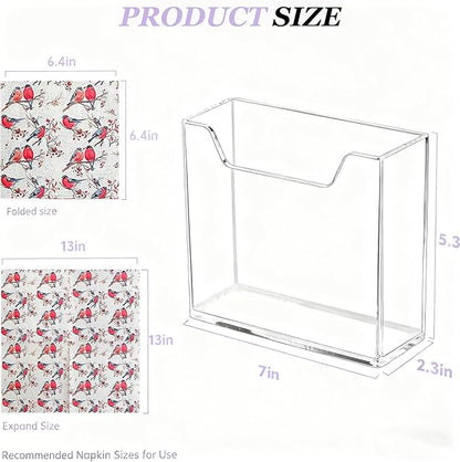 2 Pack Napkin Holder, 4MM Thicken Clear Acrylic Napkin Tissue Holder Guest Paper Towel Holder for Dining Room Bathroom Napkin Dispenser for Bar Restaurant