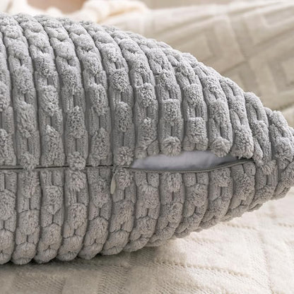 Set of 4 Grey Decorative Throw Pillow Covers 26x26 Inch Corduroy Pillow Covers for Bed Couch Sofa Living Room Soft Square Cushion Cases