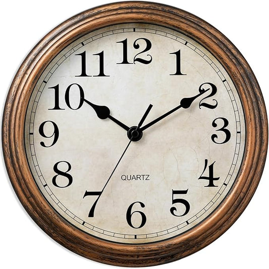 Wall Clock, Vintage Battery Operated, Retro Silent Non Ticking Decorative Clocks for Home Kitchen School Living Room