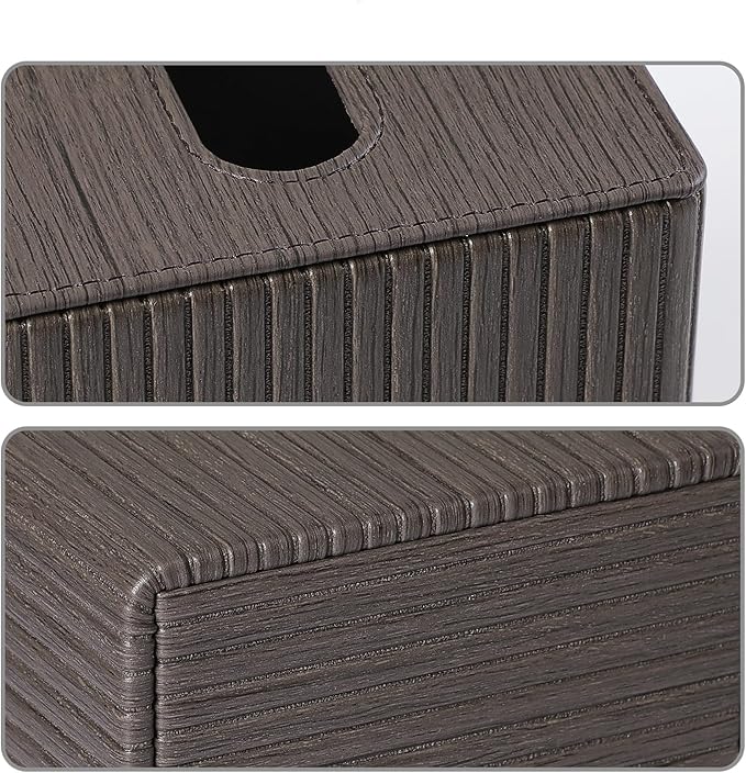MEIBOOCH PU Leather Tissue Box Cover Square Tissue Box Holder with Magnetic Closure (Dark Brown)