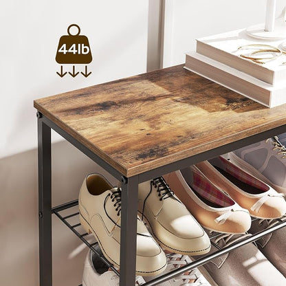 YATINEY 6-Tier Shoe Rack, Shoe Storage Organizer for Closet, Free Standing Shoe Organizer with Metal Mesh Shelves, 24 Pairs of Shoes, Rustic Brown and Black SS06BR