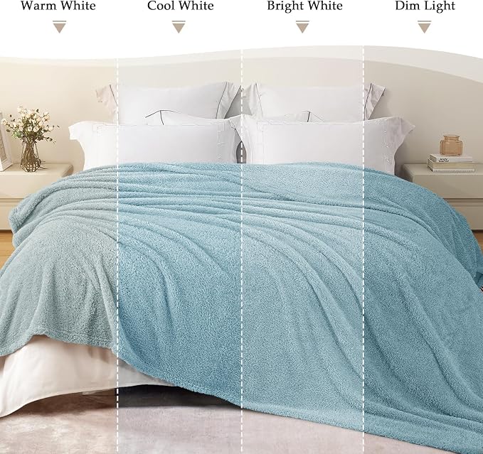 Exclusivo Mezcla Fleece King Size Bed Blanket, Ultra Soft, Lightweight and Fuzzy Stone Blue Blanket for Women, Home Decor, 90x104 Inches