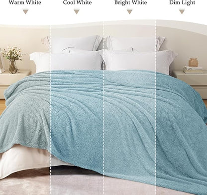 Exclusivo Mezcla Fleece King Size Bed Blanket, Ultra Soft, Lightweight and Fuzzy Stone Blue Blanket for Women, Home Decor, 90x104 Inches