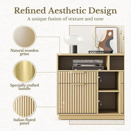 Standing Desk with File Cabinet, 70 Inch L Shaped Electric Height Adjustable Executive Desk with AC/USB and Privacy Panel, Computer Corner Table for Home Office, Light Walnut