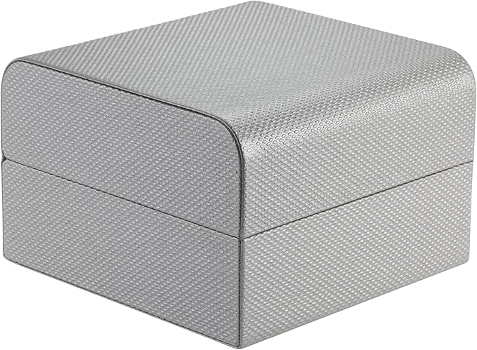 Premium Weave Texture Pillow-Style Watch Box & Bangle Box for Men & Women - Soft Ivory Suede Interior Bracelet/Bangle & Watch Case - Ideal for Watch & Bracelet Jewelry Gift Box Display