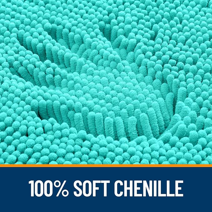 OLANLY Bathroom Runner Rugs 59x24, Extra Soft Absorbent Chenille Bath Rugs, Rubber Backing Quick Dry, Machine Washable Long Bath Mats for Bathroom Floor, Tub and Shower, Home Decor Accessories, Teal