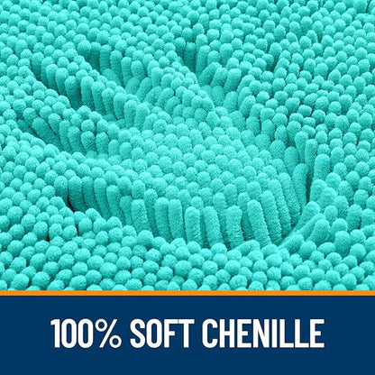 OLANLY Bathroom Runner Rugs 47x17, Extra Soft Absorbent Chenille Bath Rugs, Rubber Backing Quick Dry, Machine Washable Long Bath Mats for Bathroom Floor, Tub and Shower, Home Decor Accessories, Teal