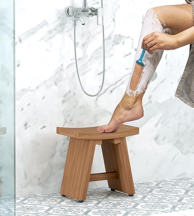 Fully Assembled - 13" Asia Teak Shaving & Washing Foot Rest