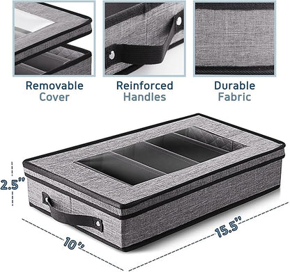 Flatware & Utensil Storage, Durable Silverware Storage Box with Padded Dividers, 5 Compartment Flatware Storage Case, Silverware Case with Handles and Removable Lid - Protects and Organizes Cutlery