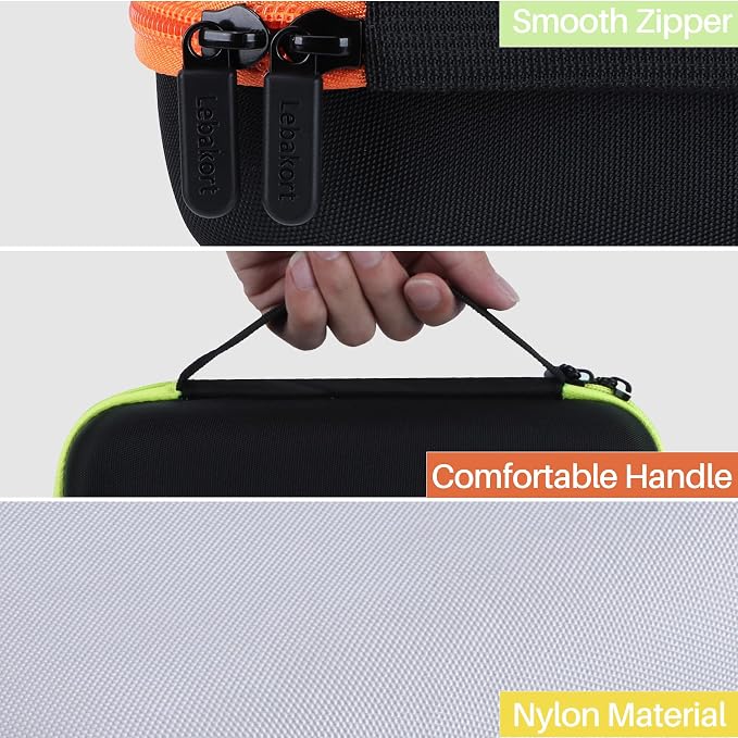Lebakort Storage Case Compatible with Brother P-Touch PTH110 / PTH111 Pro / PTE110 Portable Monochrome Label Maker (Black+Mint Green Zipper Case)