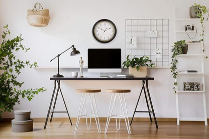 Bernhard Products Decorative Black Wall Clock 12 Inch Silent Non Ticking Battery Operated Vintage Elegant Retro Clocks for Living Room Decor, Kitchen Office Dining Room Bedroom School Classroom