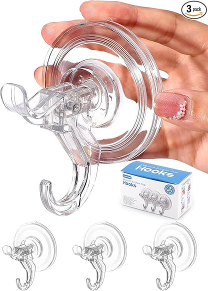 Antimbee 3 Pack Suction Cup Hooks, Clear Suction Cup Hanger, Removable Small Suction Cups for Shower, Bathroom, Glass, Door, Windows, Kitchen-Max Hanging up to 11 lbs on Smooth Surface